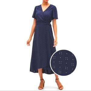 NWT Gap Midi Blue Dot Wrap Dress
